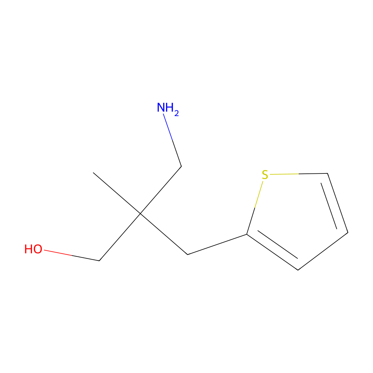 3-Amino-2-methyl-2-(thiophen-2-ylmethyl)propan-1-ol molecular structure, CAS 1017184-73-4