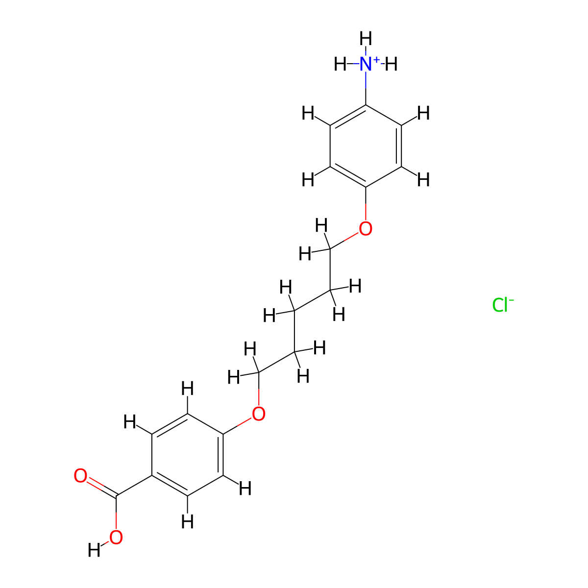 Benzoic acid, p-(5-(p-aminophenoxy)pentyloxy)-, hydrochloride molecular structure, CAS 101719-22-6
