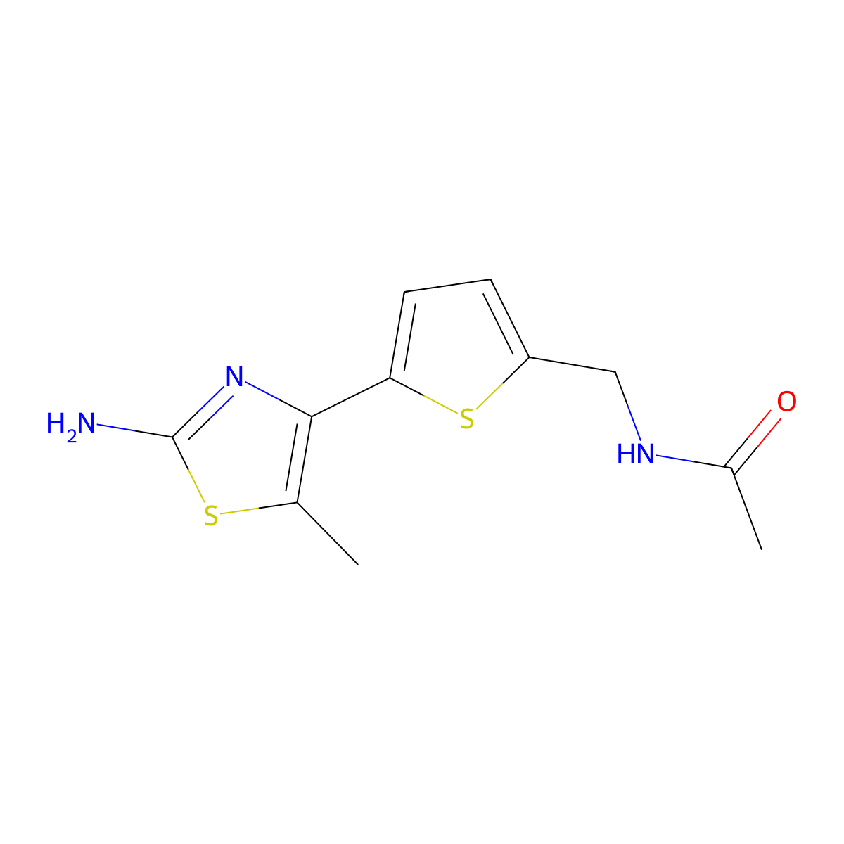 N-{[5-(2-amino-5-methyl-1,3-thiazol-4-yl)thiophen-2-yl]methyl}acetamide molecular structure, CAS 1017190-42-9