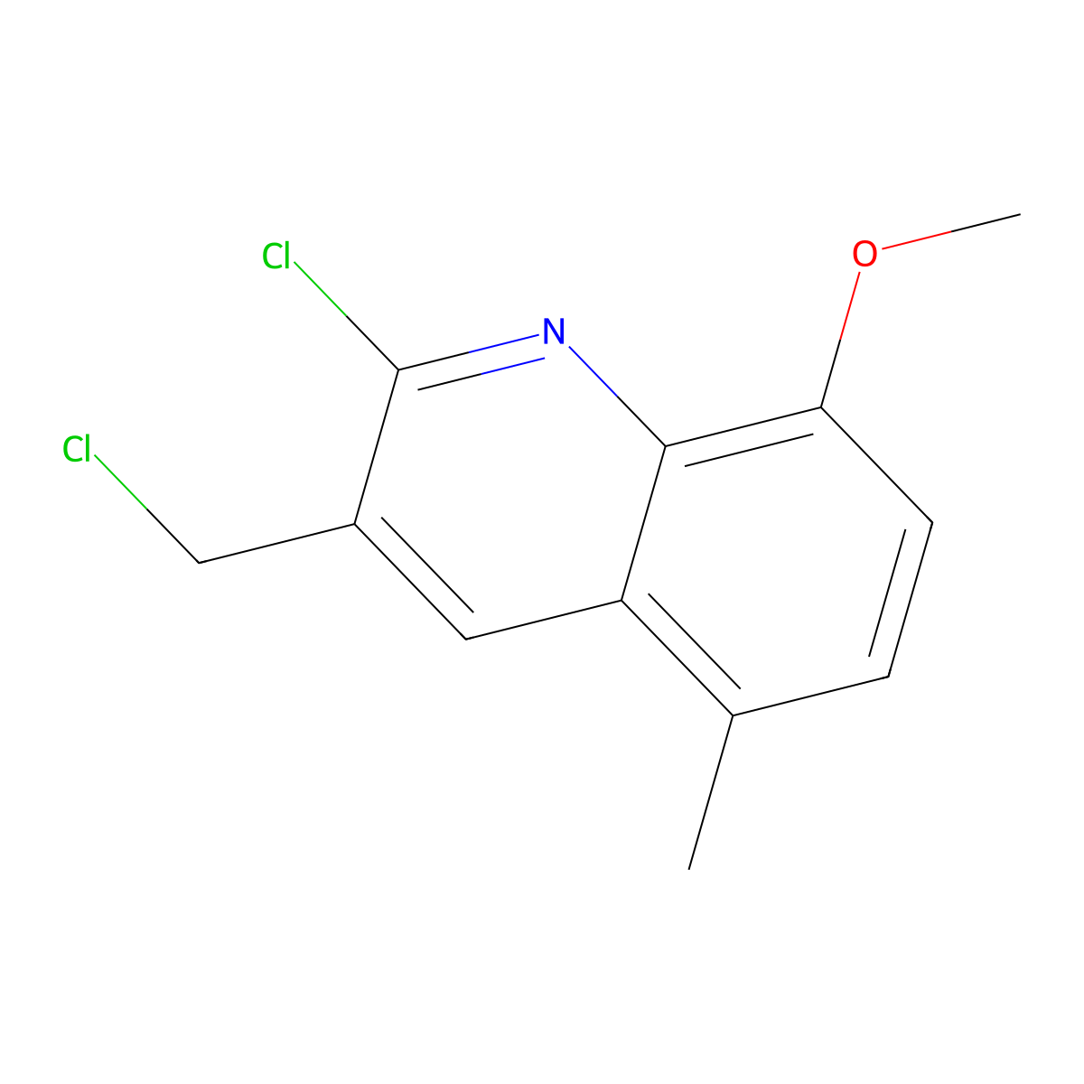 2-Chloro-3-(chloromethyl)-8-methoxy-5-methylquinoline molecular structure, CAS 1017191-49-9