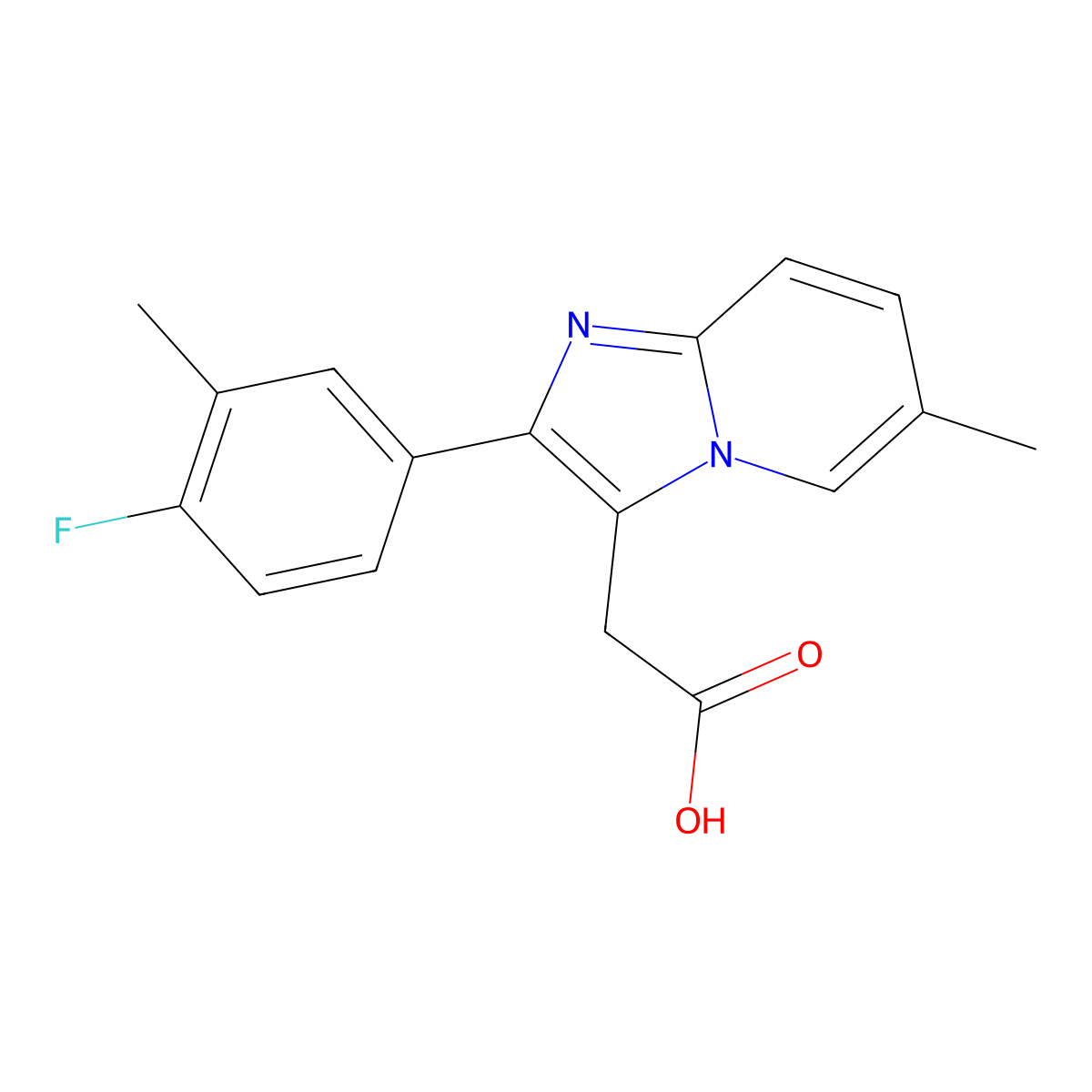 2-[2-(4-Fluoro-3-methylphenyl)-6-methylimidazo[1,2-a]pyridin-3-yl]acetic acid molecular structure, CAS 1017194-71-6