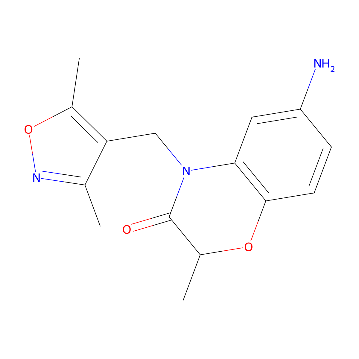 6-Amino-4-((3,5-dimethylisoxazol-4-yl)methyl)-2-methyl-2H-benzo[b][1,4]oxazin-3(4H)-one molecular structure, CAS 1017195-46-8