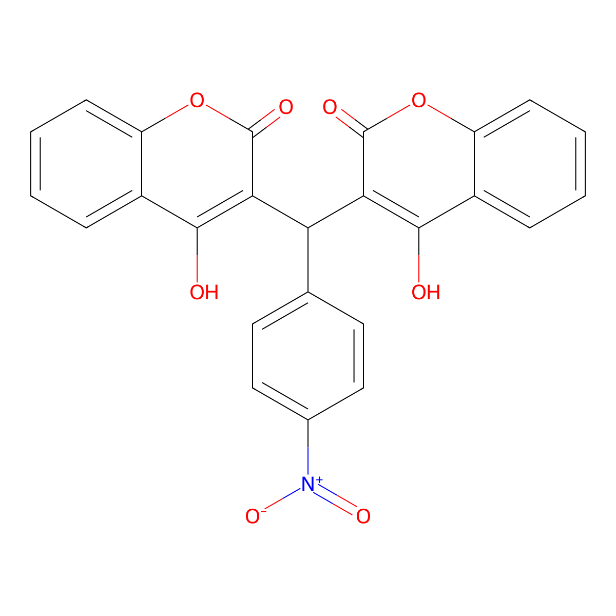 3,3'-((4-nitrophenyl)methylene)bis(4-hydroxy-2H-chromen-2-one) molecular structure, CAS 10172-70-0