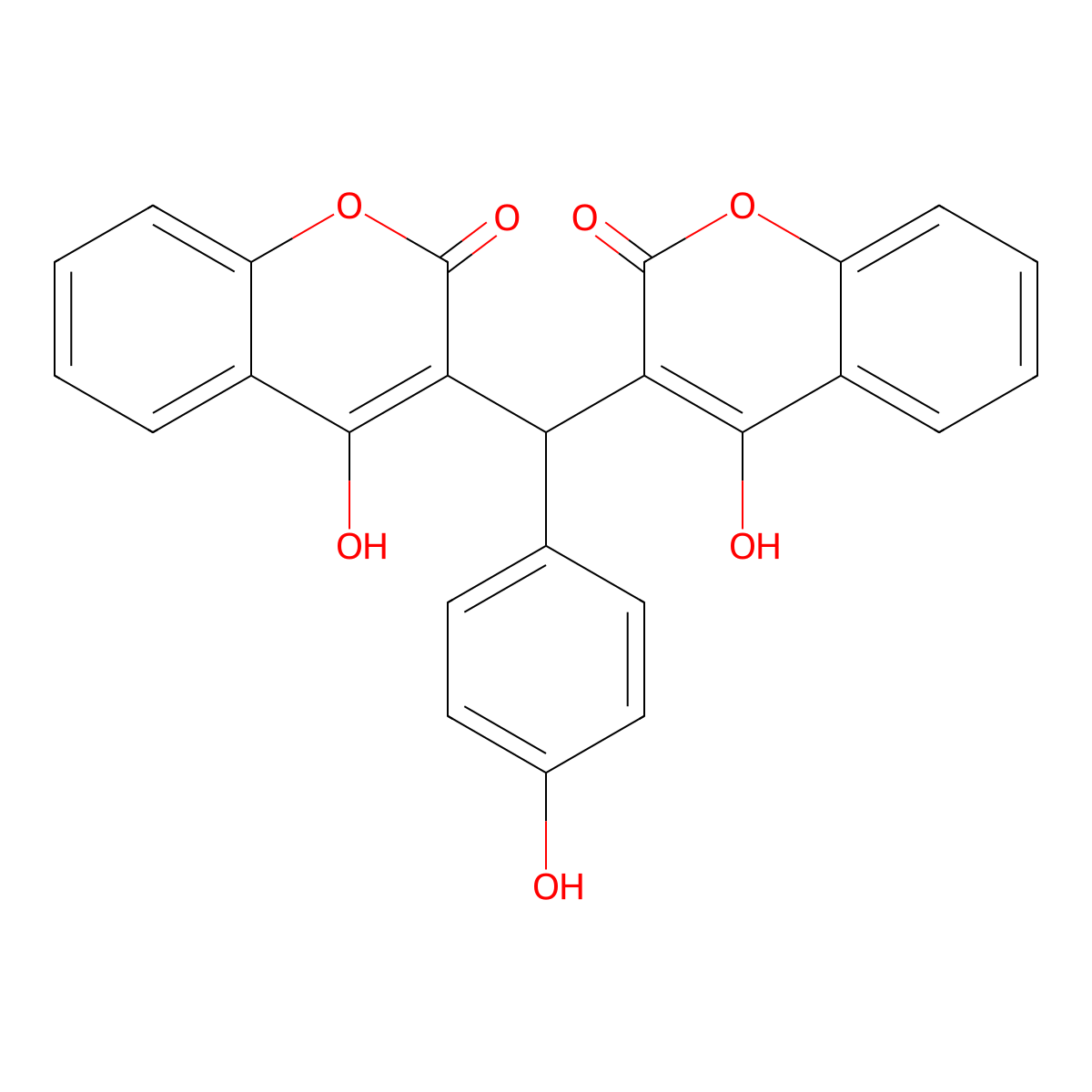 4-hydroxy-3-[(4-hydroxy-2-oxo-2H-chromen-3-yl)(4-hydroxyphenyl)methyl]-2H-chromen-2-one molecular structure, CAS 10172-72-2