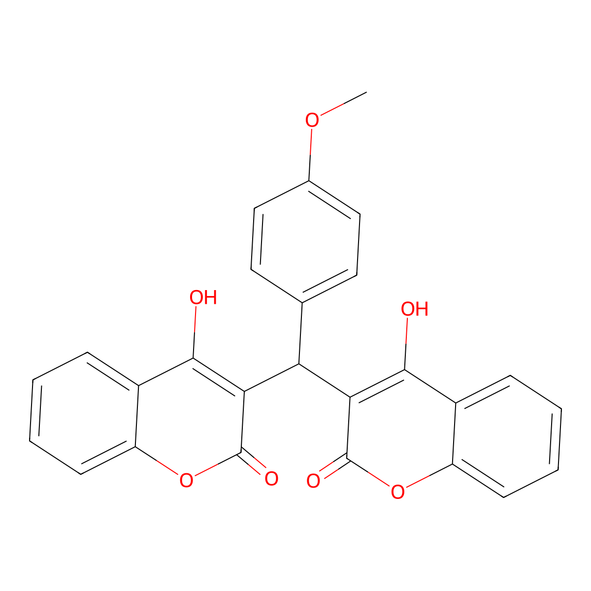 2H-1-Benzopyran-2-one, 3,3'-((4-methoxyphenyl)methylene)bis(4-hydroxy- molecular structure, CAS 10172-75-5