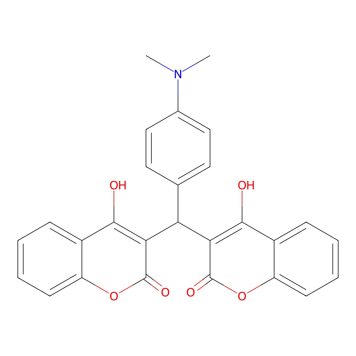 3,3'-(4-(Dimethylamino)benzylidene)bis(4-hydroxycoumarin) molecular structure, CAS 10172-76-6