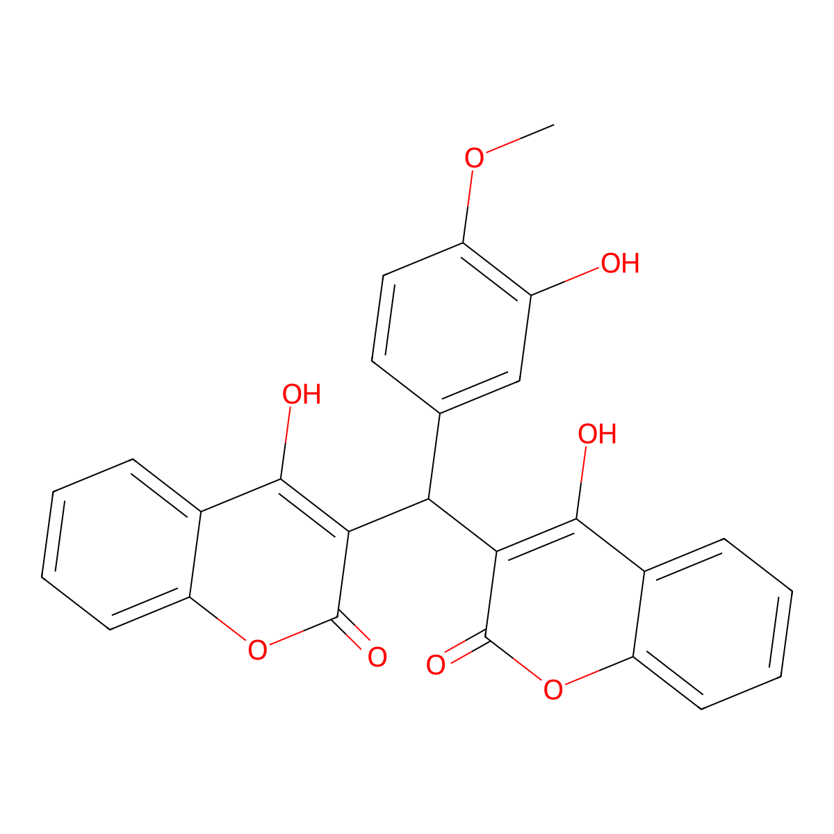 4-hydroxy-3-[(3-hydroxy-4-methoxyphenyl)(4-hydroxy-2-oxo-2H-chromen-3-yl)methyl]-2H-chromen-2-one molecular structure, CAS 10172-77-7