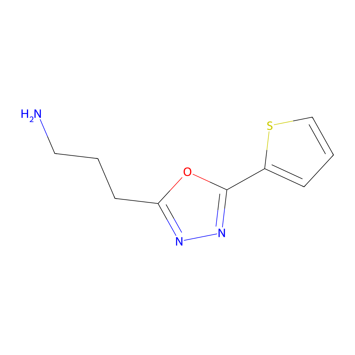 3-[5-(Thiophen-2-yl)-1,3,4-oxadiazol-2-yl]propan-1-amine molecular structure, CAS 1017200-17-7