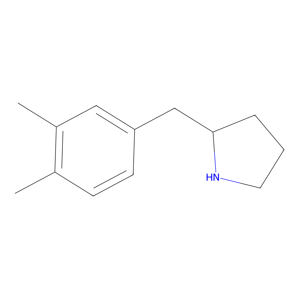 2-[(3,4-Dimethylphenyl)methyl]pyrrolidine molecular structure, CAS 1017202-10-6