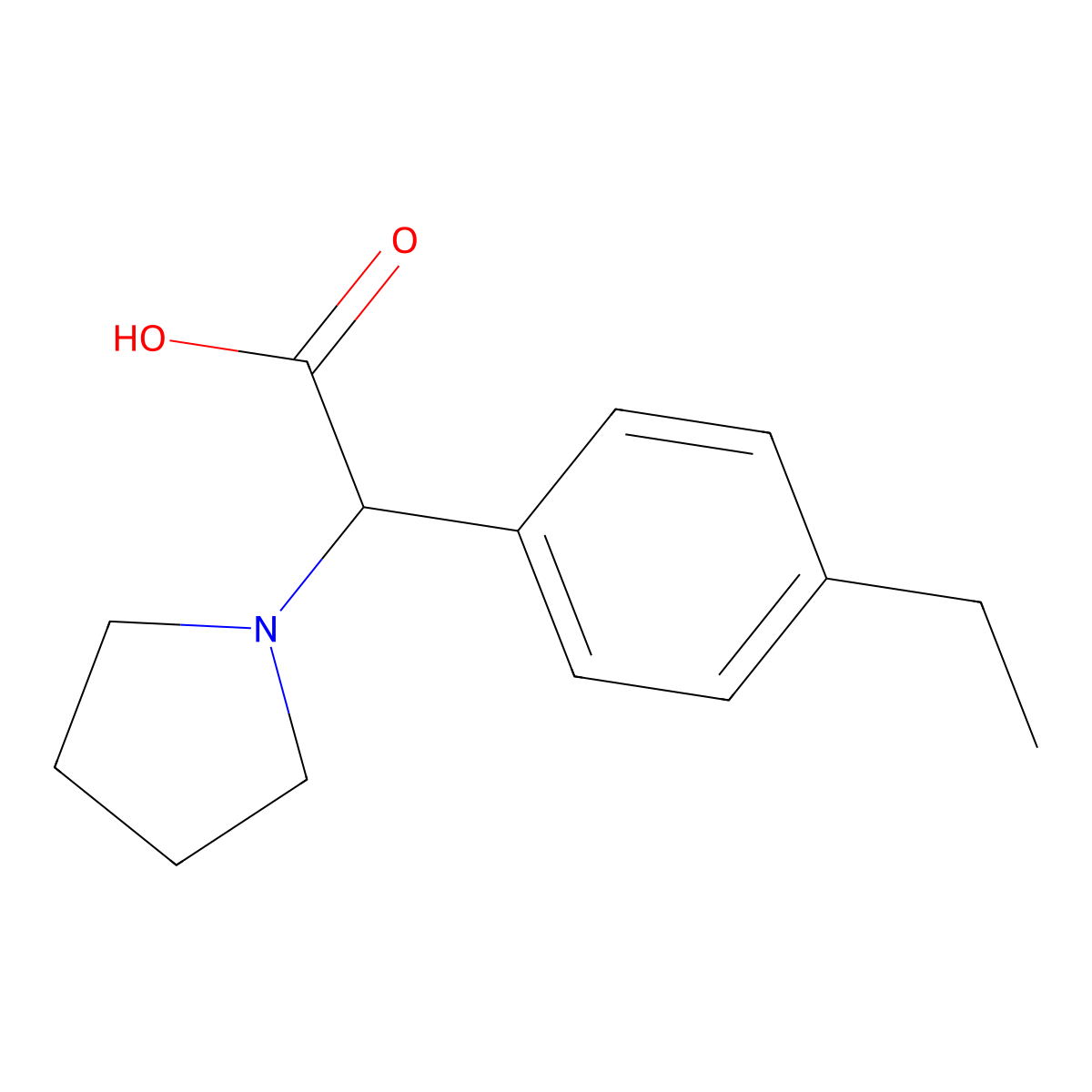 2-(4-Ethylphenyl)-2-(pyrrolidin-1-yl)acetic acid molecular structure, CAS 1017205-95-6