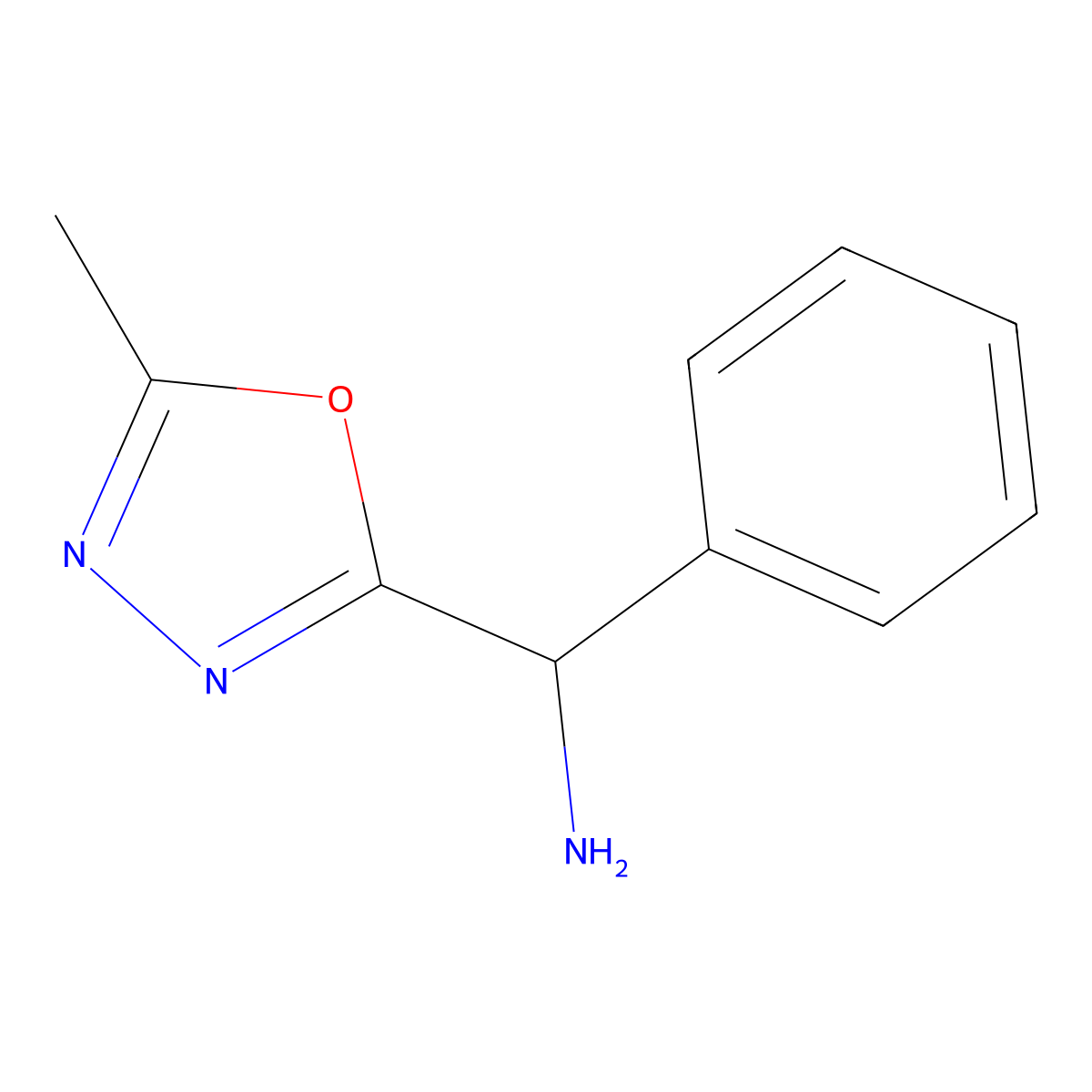 (5-Methyl-1,3,4-oxadiazol-2-yl)(phenyl)methanamine molecular structure, CAS 1017206-13-1