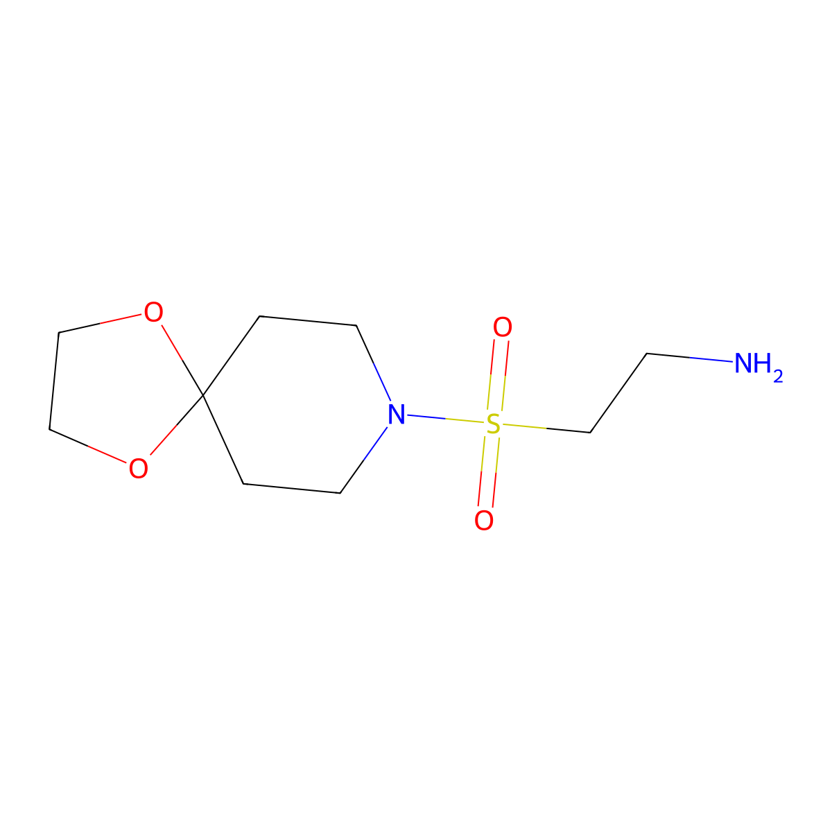 2-{1,4-Dioxa-8-azaspiro[4.5]decane-8-sulfonyl}ethan-1-amine molecular structure, CAS 1017208-38-6