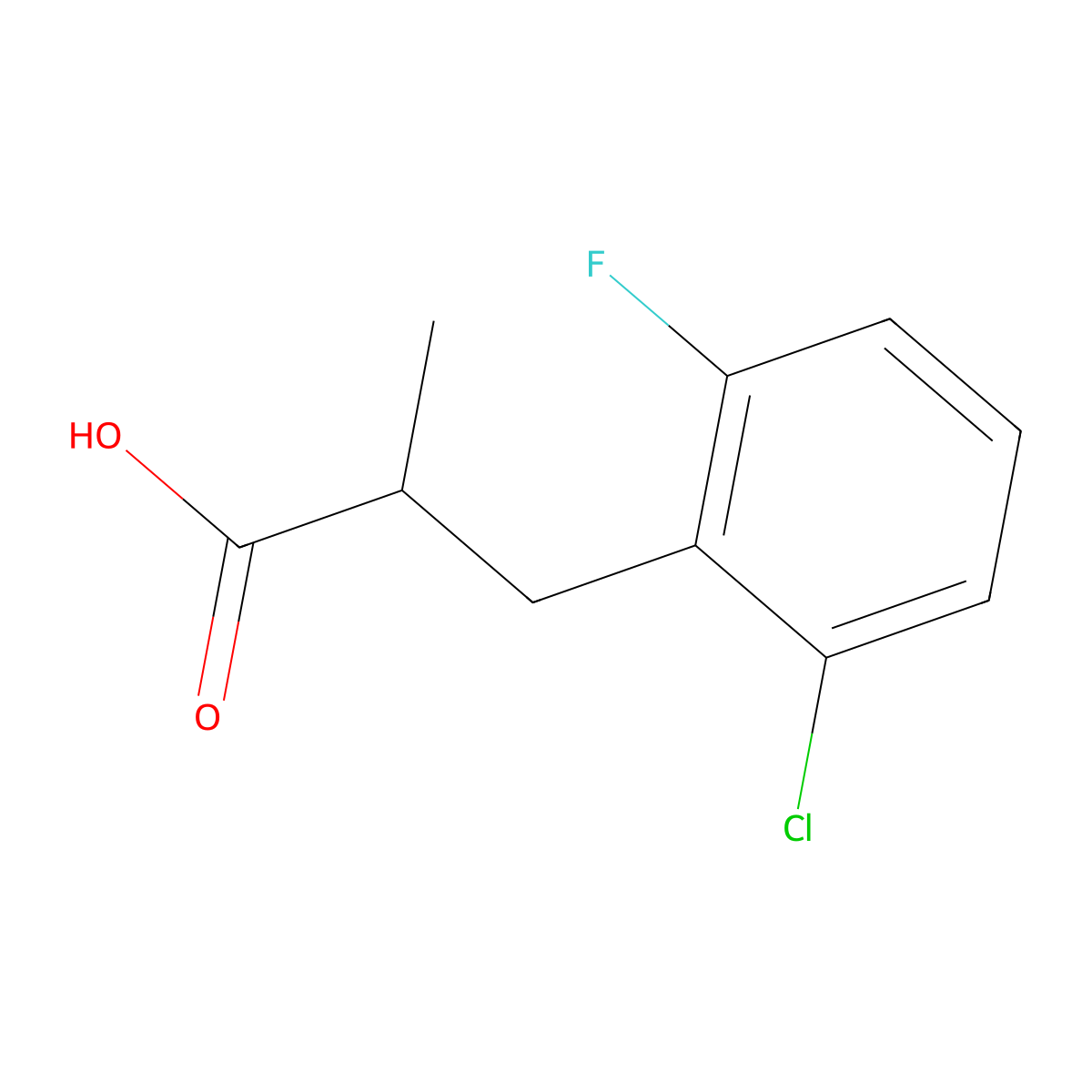 3-(2-Chloro-6-fluorophenyl)-2-methylpropanoic acid molecular structure, CAS 1017208-40-0