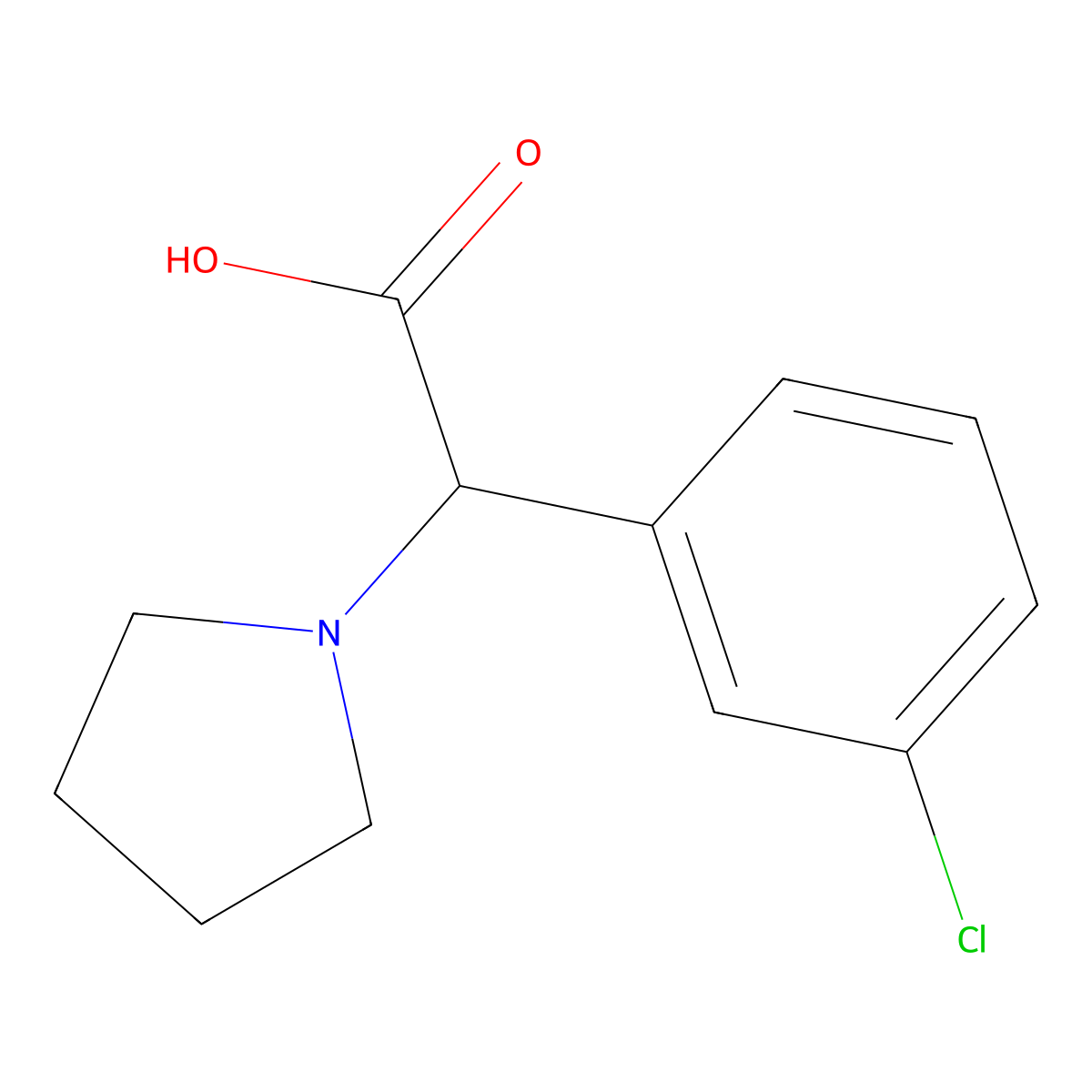 2-(3-Chlorophenyl)-2-(pyrrolidin-1-yl)acetic acid molecular structure, CAS 1017212-20-2