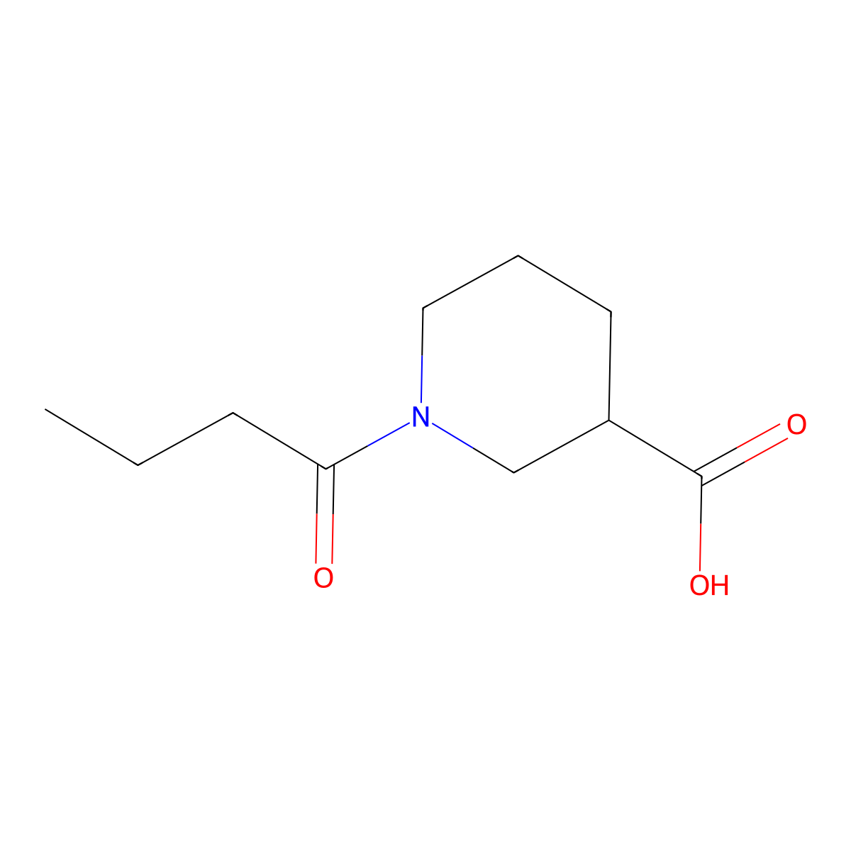 1-Butanoylpiperidine-3-carboxylic acid molecular structure, CAS 1017213-97-6