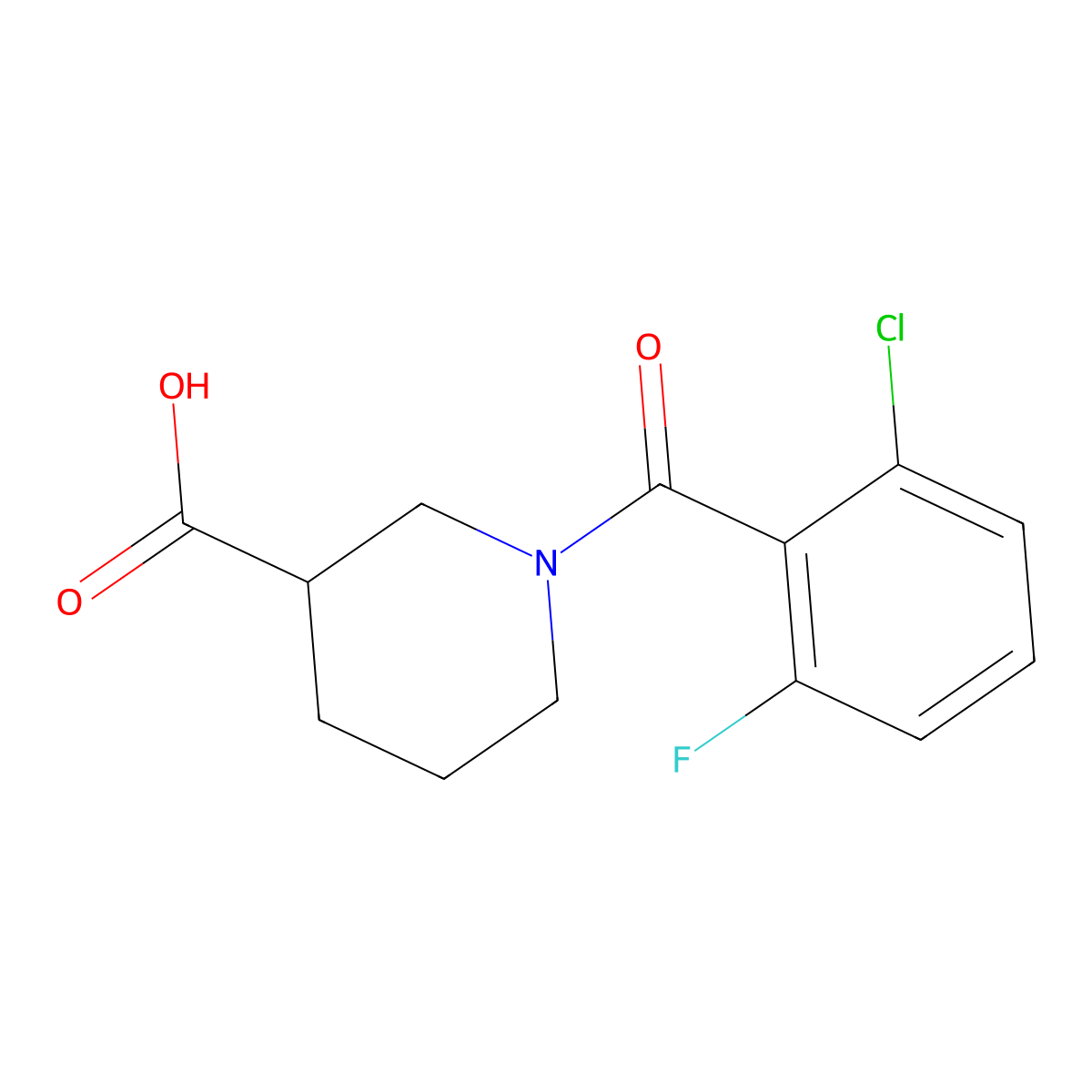 1-(2-Chloro-6-fluorobenzoyl)piperidine-3-carboxylic acid molecular structure, CAS 1017214-09-3