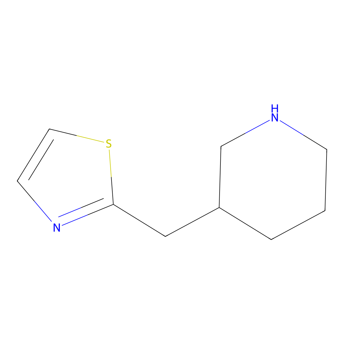 3-((1,3-Thiazol-2-yl)methyl)piperidine molecular structure, CAS 1017215-27-8