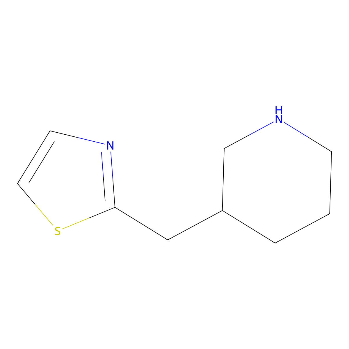 3-((1,3-Thiazol-2-yl)methyl)piperidine molecular structure, CAS 1017215-27-8