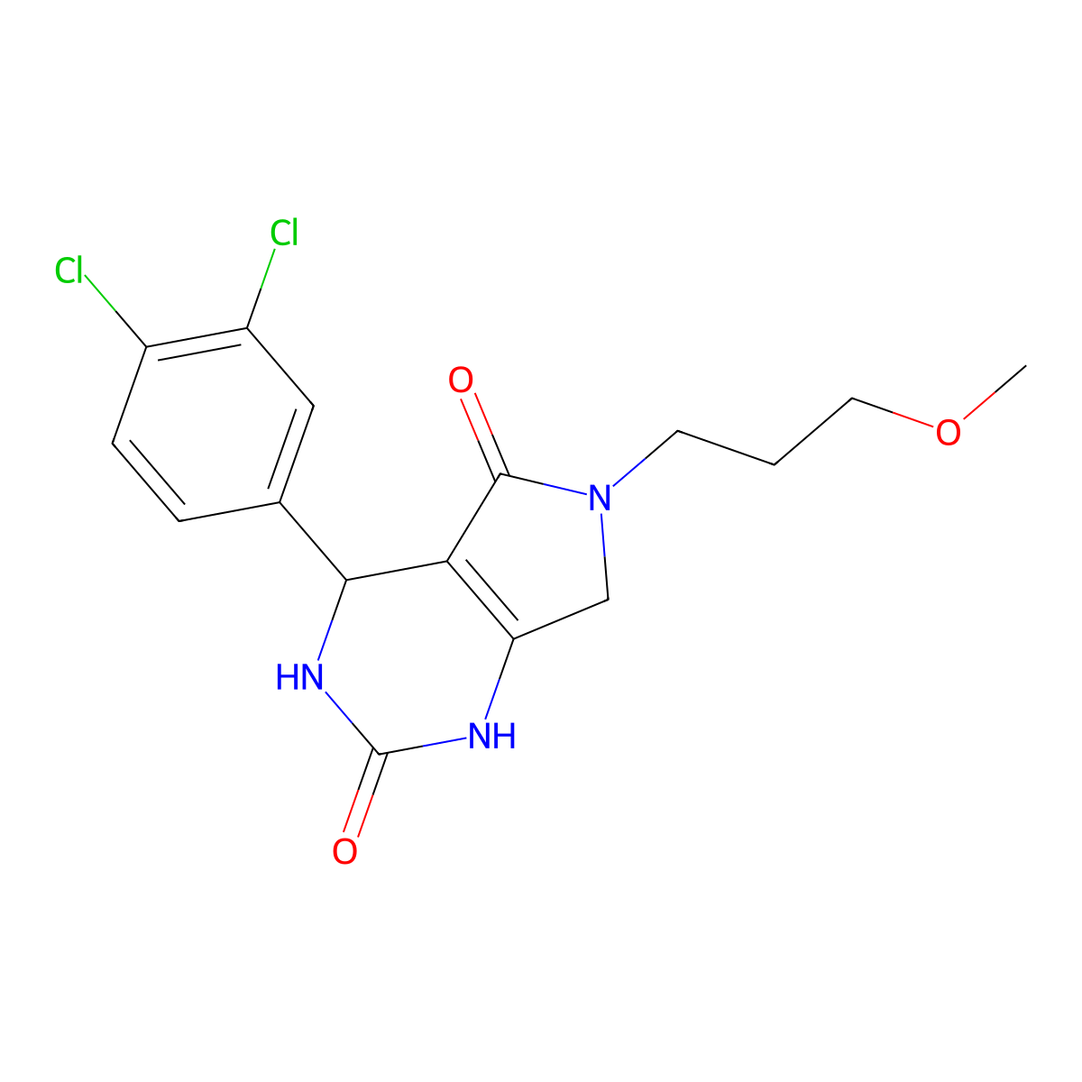 4-(3,4-dichlorophenyl)-6-(3-methoxypropyl)-1H,2H,3H,4H,5H,6H,7H-pyrrolo[3,4-d]pyrimidine-2,5-dione molecular structure, CAS 1017219-45-2