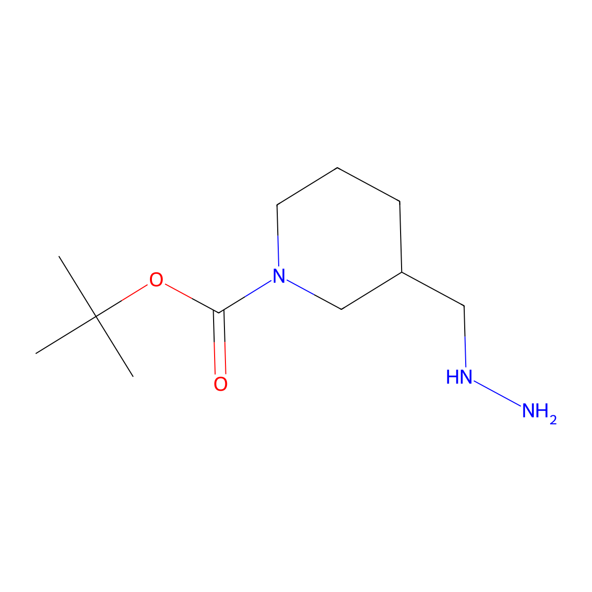 Tert-butyl 3-(hydrazinylmethyl)piperidine-1-carboxylate molecular structure, CAS 1017219-83-8