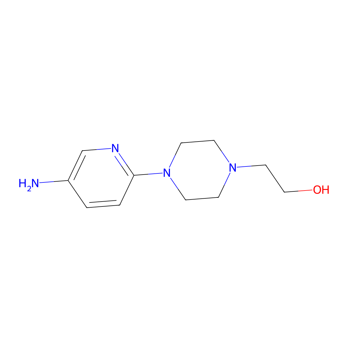 2-[4-(5-Amino-2-pyridinyl)-1-piperazinyl]-1-ethanol molecular structure, CAS 1017221-34-9