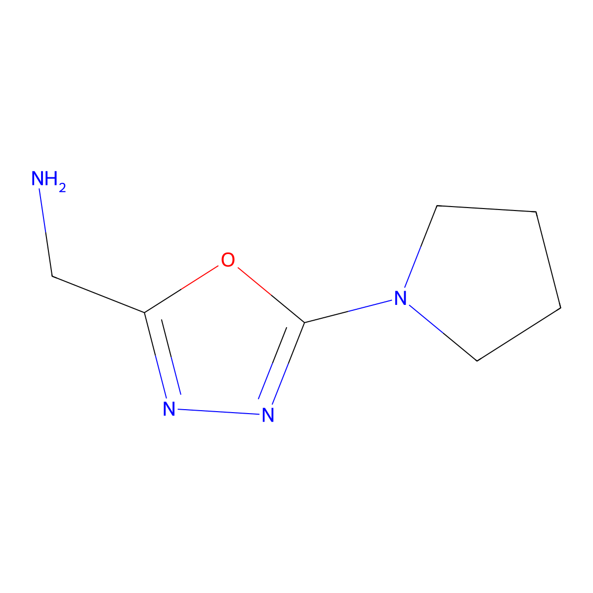 1-[5-(Pyrrolidin-1-yl)-1,3,4-oxadiazol-2-yl]methanamine molecular structure, CAS 1017229-72-9