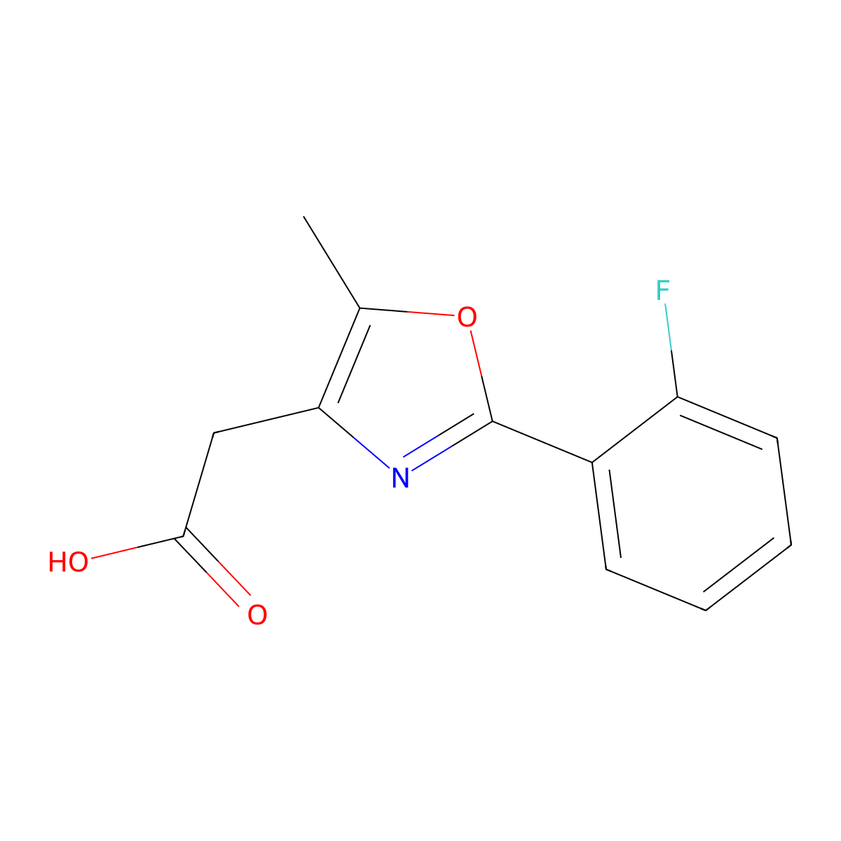 2-[2-(2-Fluorophenyl)-5-methyl-1,3-oxazol-4-yl]acetic acid molecular structure, CAS 1017231-27-4
