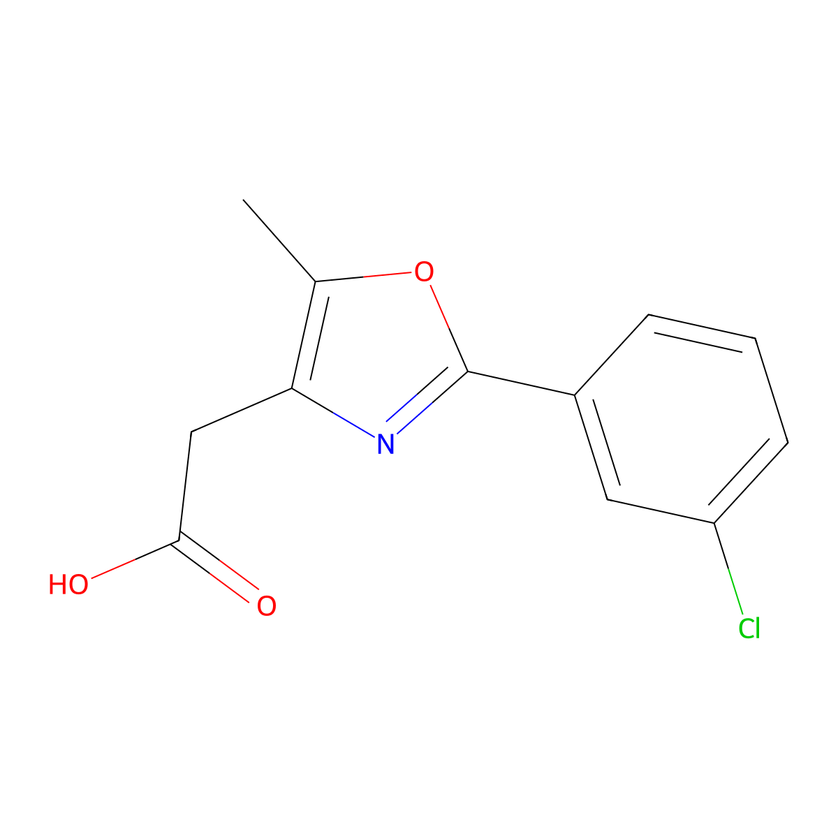 2-[2-(3-Chlorophenyl)-5-methyl-1,3-oxazol-4-yl]acetic acid molecular structure, CAS 1017231-31-0