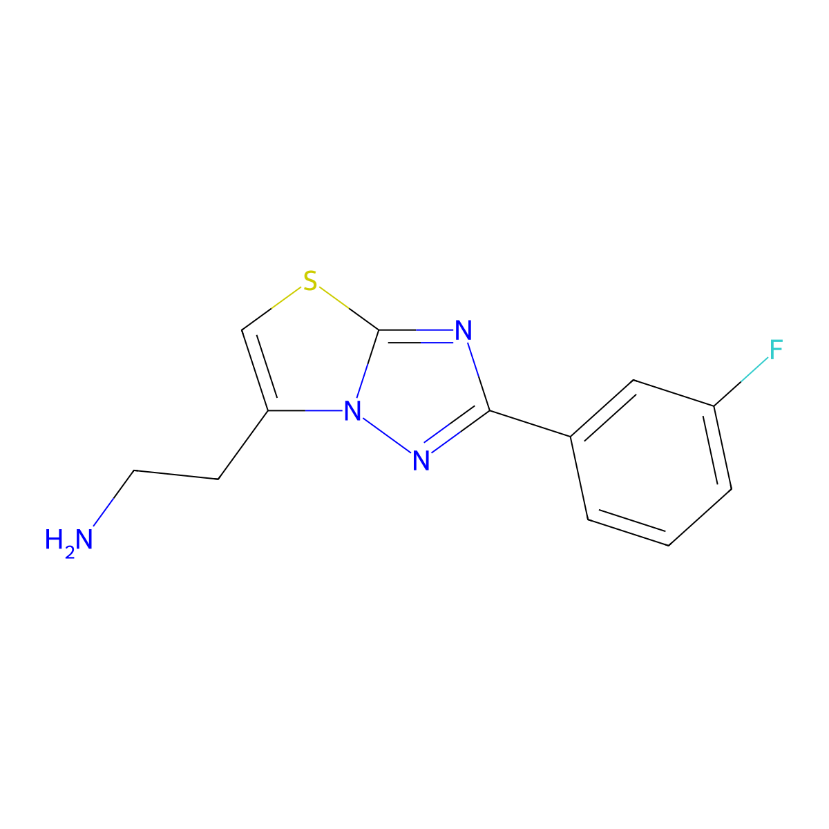 2-(2-(3-Fluorophenyl)thiazolo[3,2-b][1,2,4]triazol-6-yl)ethan-1-amine molecular structure, CAS 1017232-65-3