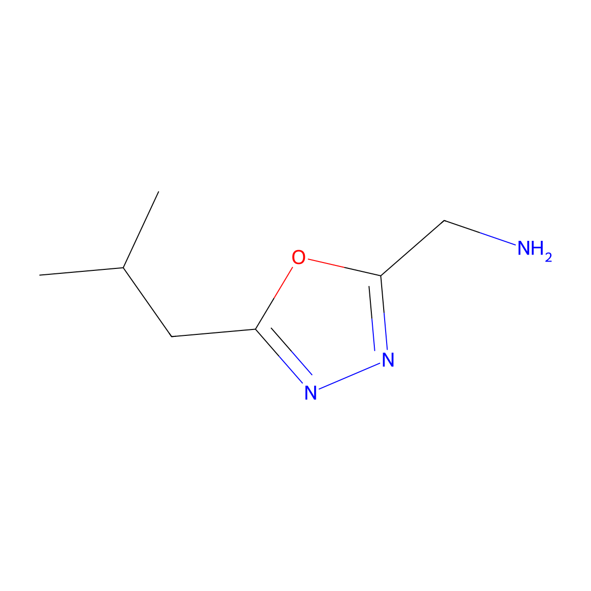 [5-(2-Methylpropyl)-1,3,4-oxadiazol-2-yl]methanamine molecular structure, CAS 1017232-75-5