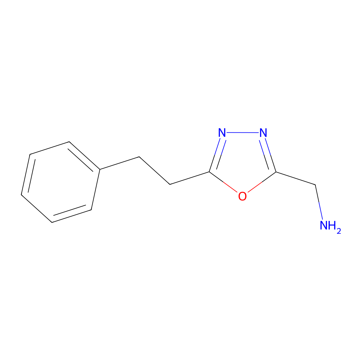 [5-(2-Phenylethyl)-1,3,4-oxadiazol-2-yl]methanamine molecular structure, CAS 1017232-79-9