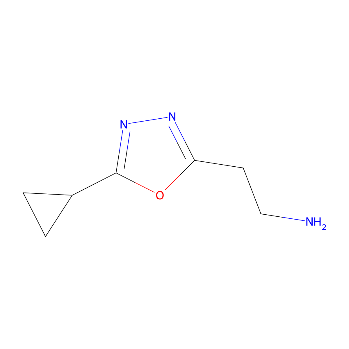 2-(5-Cyclopropyl-1,3,4-oxadiazol-2-yl)ethylamine molecular structure, CAS 1017232-88-0