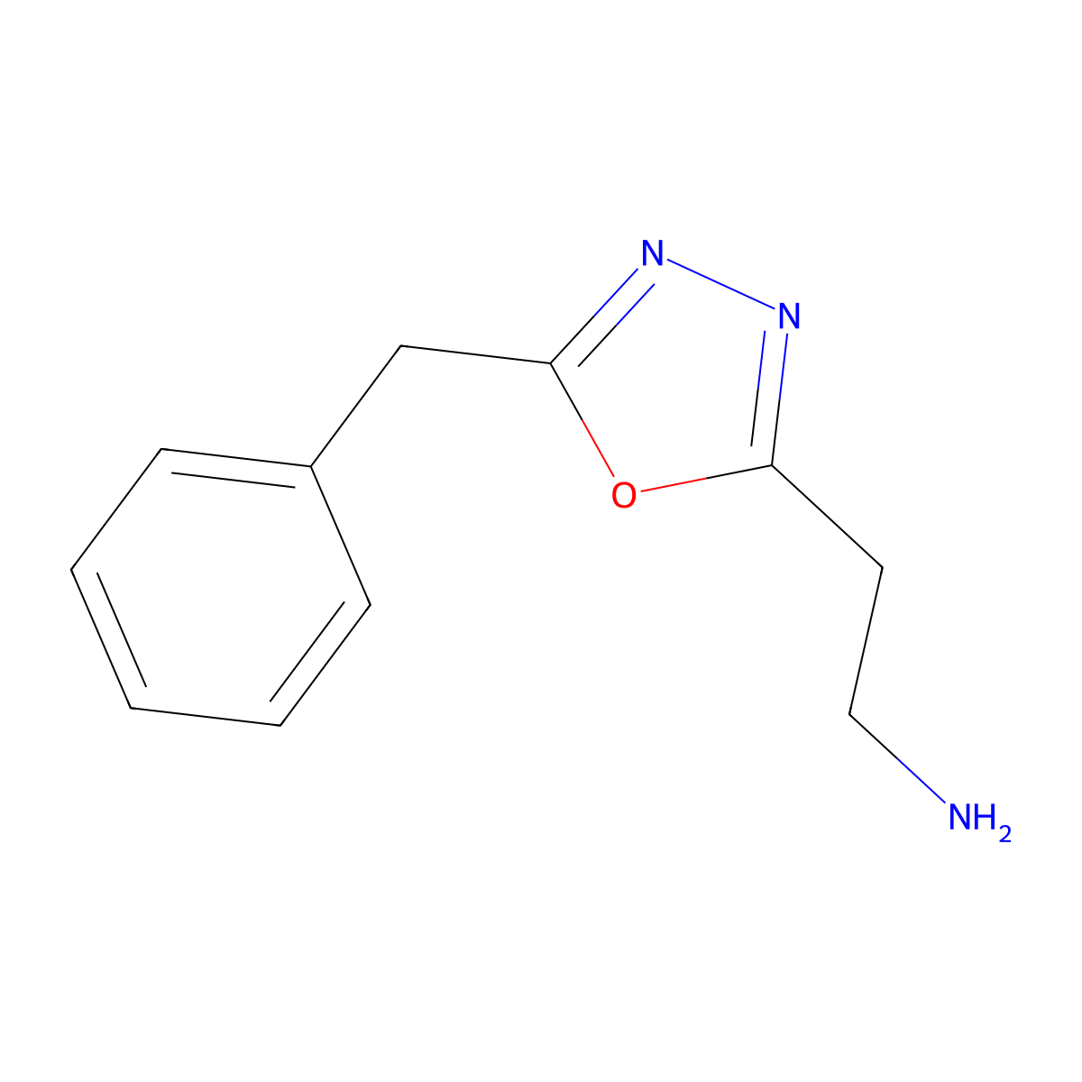 2-(5-Benzyl-1,3,4-oxadiazol-2-yl)ethanamine molecular structure, CAS 1017232-95-9