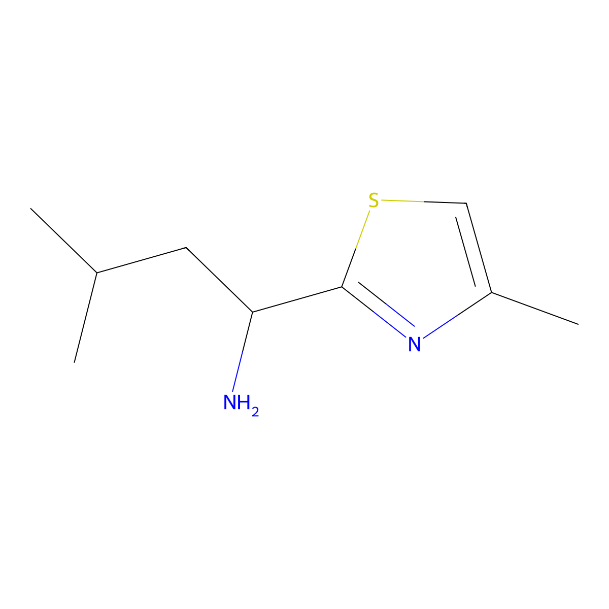 3-Methyl-1-(4-methyl-1,3-thiazol-2-yl)butan-1-amine molecular structure, CAS 1017250-37-1