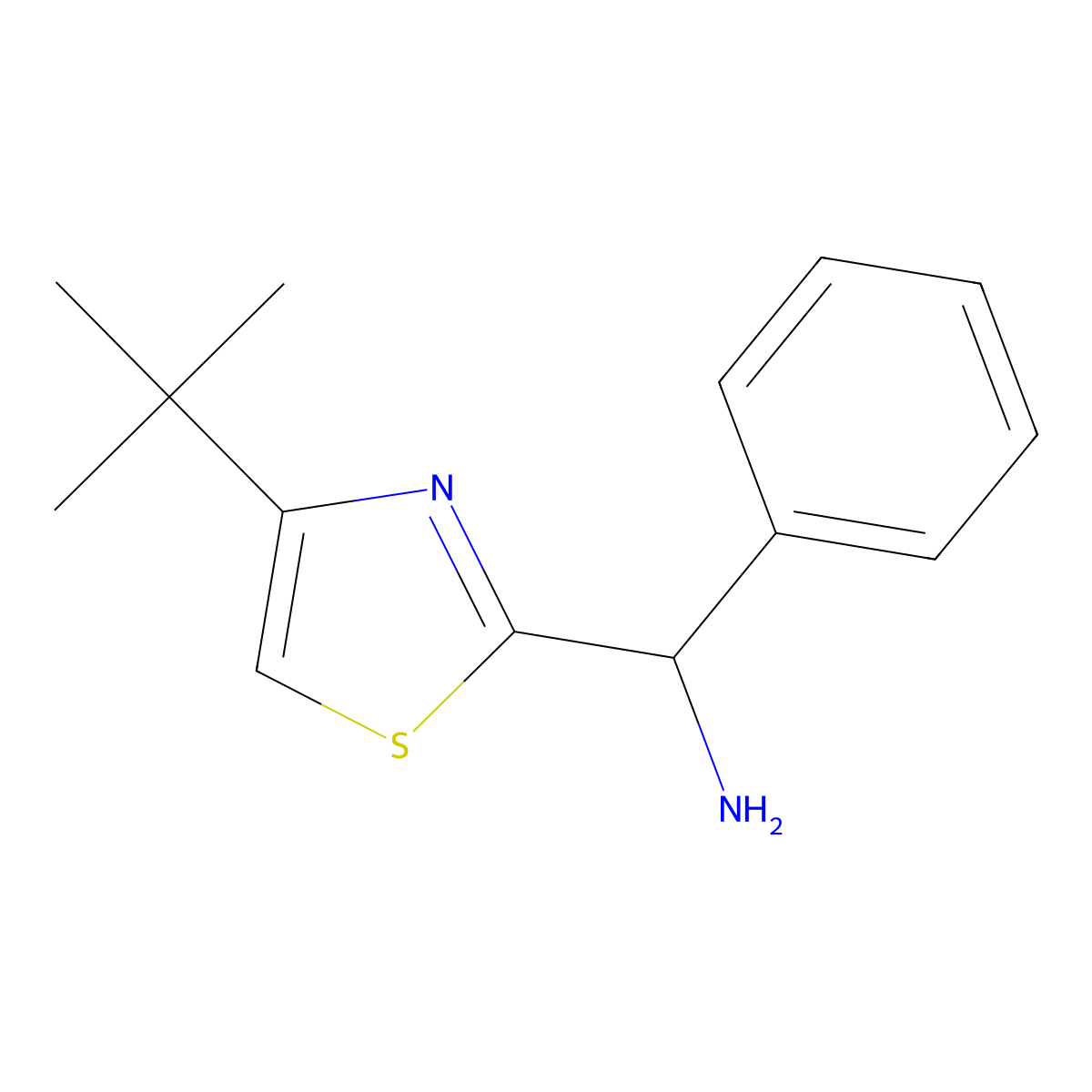(4-Tert-butyl-1,3-thiazol-2-yl)(phenyl)methanamine molecular structure, CAS 1017250-43-9