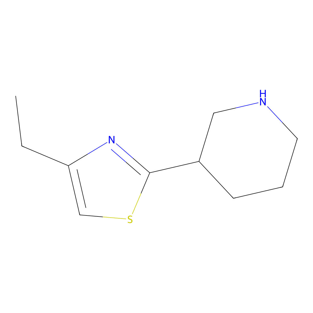 3-(4-Ethyl-1,3-thiazol-2-yl)piperidine molecular structure, CAS 1017250-60-0