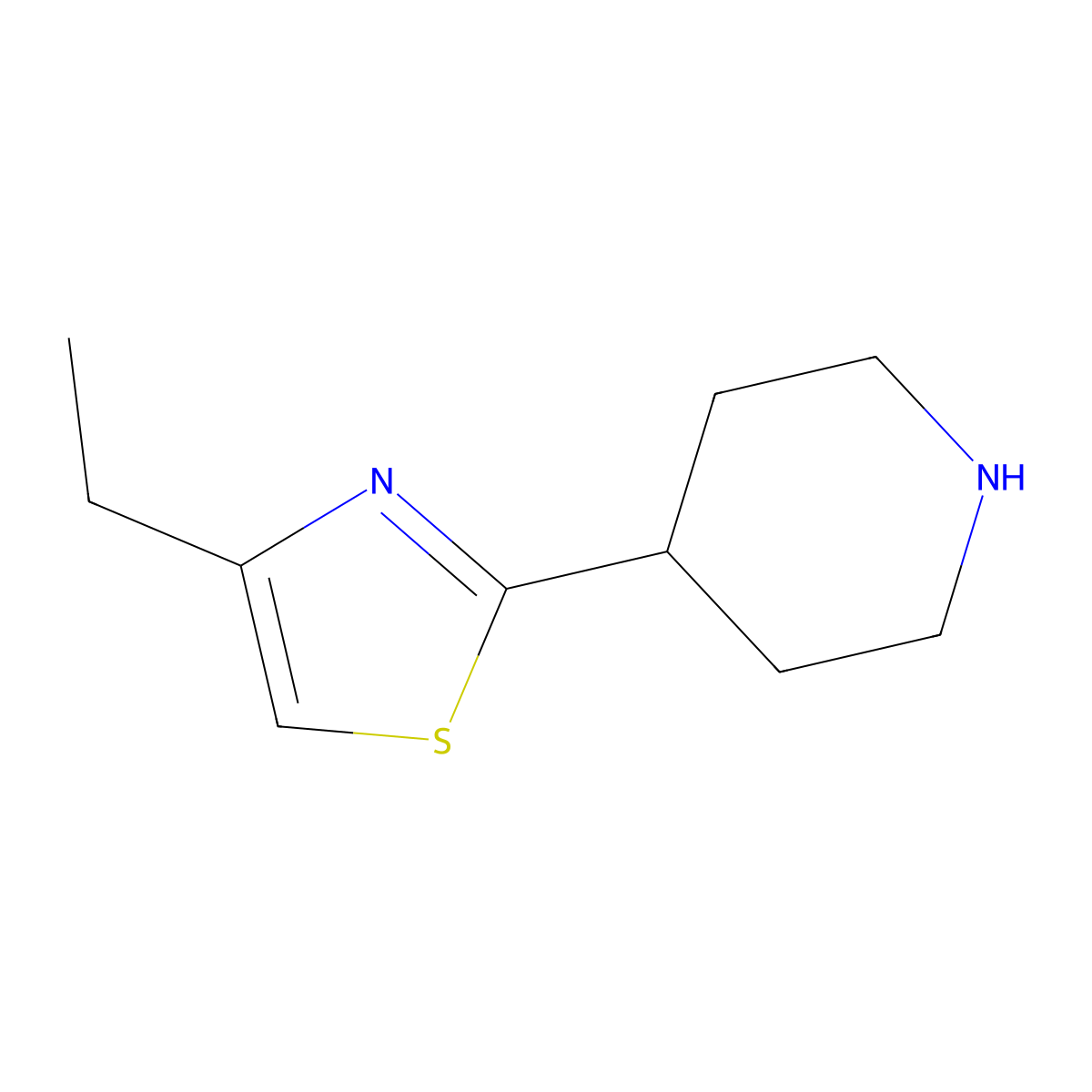 4-(4-Ethyl-1,3-thiazol-2-yl)piperidine molecular structure, CAS 1017250-65-5