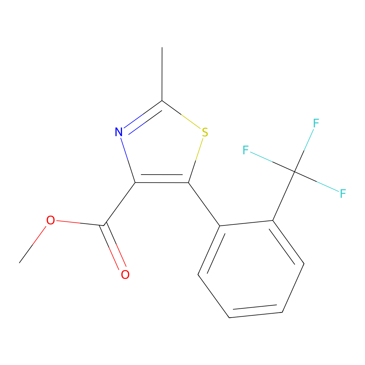2-Methyl-5-(2-trifluoromethyl-phenyl)-thiazole-4-carboxylic acid methyl ester molecular structure, CAS 1017272-91-1