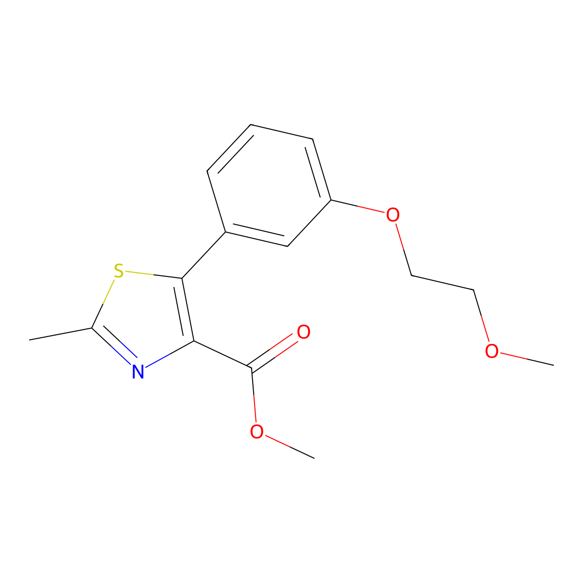 5-[3-(2-Methoxy-ethoxy)-phenyl]-2-methyl-thiazole-4-carboxylic acid methyl ester molecular structure, CAS 1017273-01-6