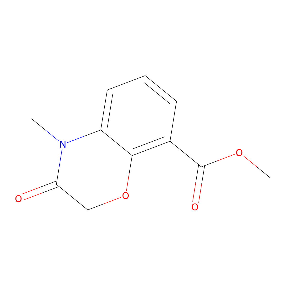 Methyl 4-methyl-3-oxo-3,4-dihydro-2H-1,4-benzoxazine-8-carboxylate molecular structure, CAS 1017273-27-6