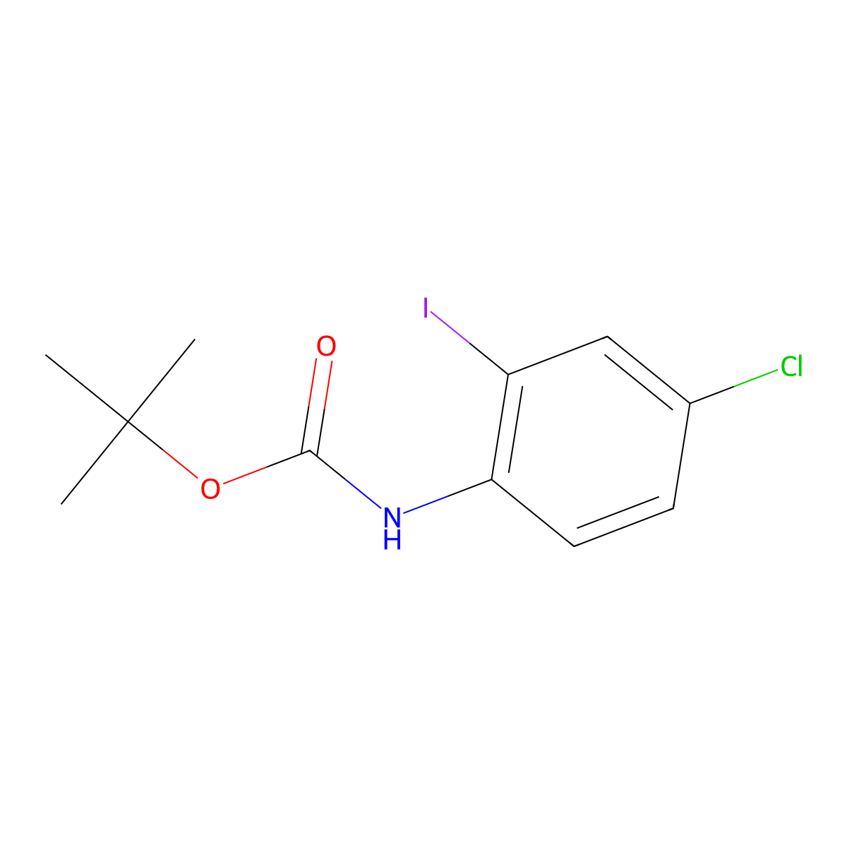 tert-Butyl (4-chloro-2-iodophenyl)carbamate molecular structure, CAS 1017279-64-9