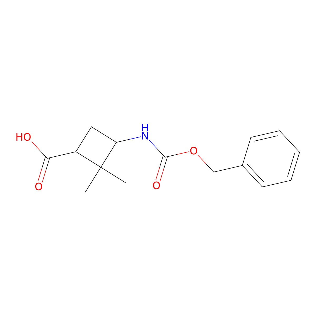 (1S,3R)-3-{[(benzyloxy)carbonyl]amino}-2,2-dimethylcyclobutane-1-carboxylic acid molecular structure, CAS 1017279-82-1