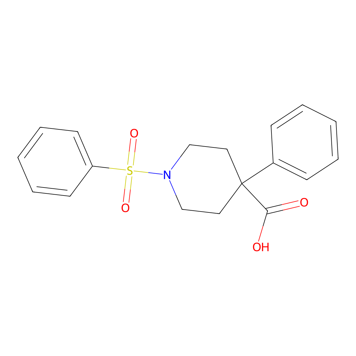 1-(Benzenesulfonyl)-4-phenylpiperidine-4-carboxylic acid molecular structure, CAS 101730-55-6