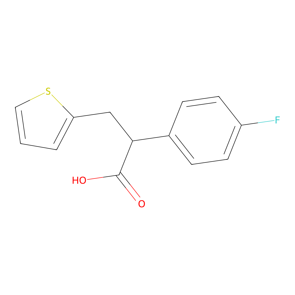 2-(4-Fluorophenyl)-3-(thiophen-2-yl)propanoic acid molecular structure, CAS 1017324-01-4