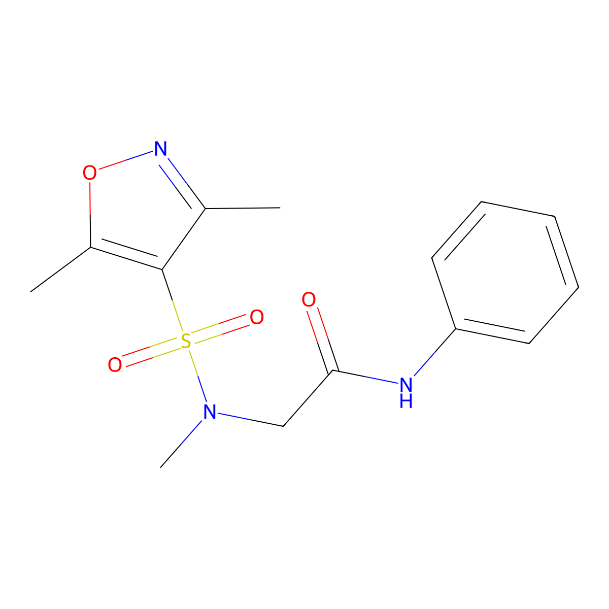 2-(N-methyl3,5-dimethyl-1,2-oxazole-4-sulfonamido)-N-phenylacetamide molecular structure, CAS 1017325-58-4