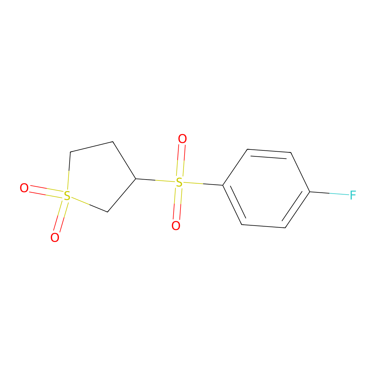 3-(4-Fluorobenzenesulfonyl)-1$l^{6}-thiolane-1,1-dione molecular structure, CAS 1017325-74-4