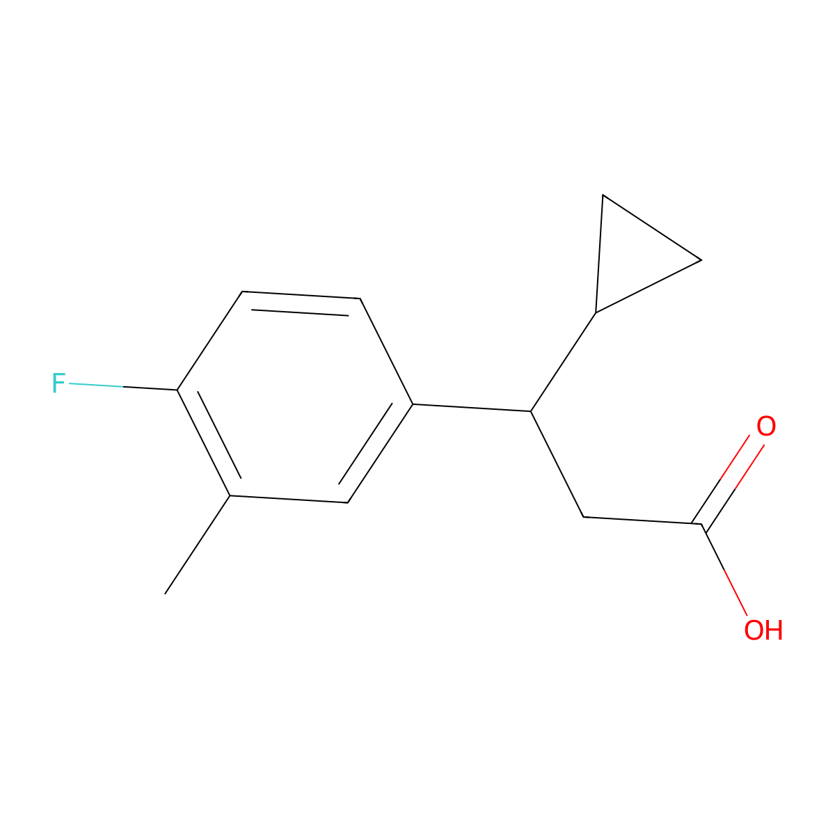 3-Cyclopropyl-3-(4-fluoro-3-methylphenyl)propanoic acid molecular structure, CAS 1017330-08-3