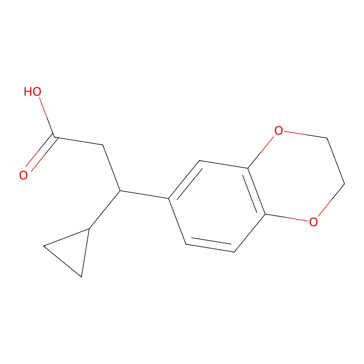 3-Cyclopropyl-3-(2,3-dihydro-1,4-benzodioxin-6-yl)propanoic acid molecular structure, CAS 1017330-11-8
