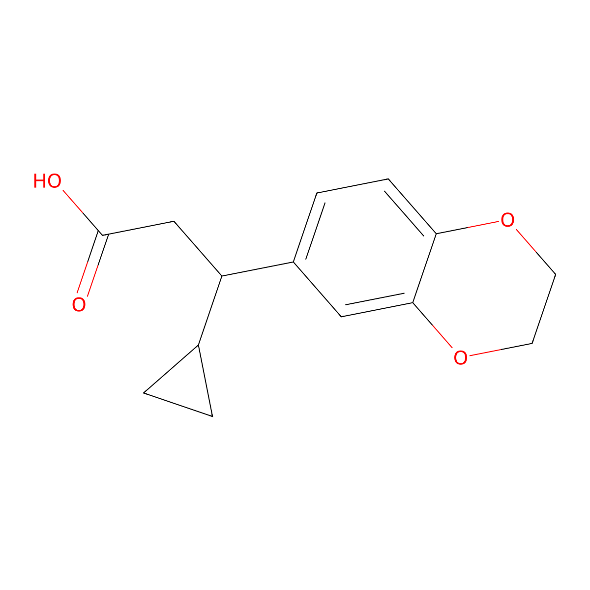 3-Cyclopropyl-3-(2,3-dihydro-1,4-benzodioxin-6-yl)propanoic acid molecular structure, CAS 1017330-11-8