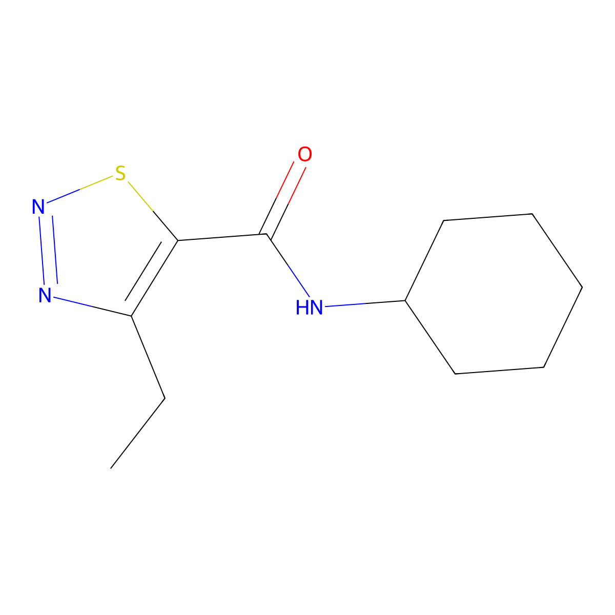 N-cyclohexyl-4-ethyl-1,2,3-thiadiazole-5-carboxamide molecular structure, CAS 1017334-50-7